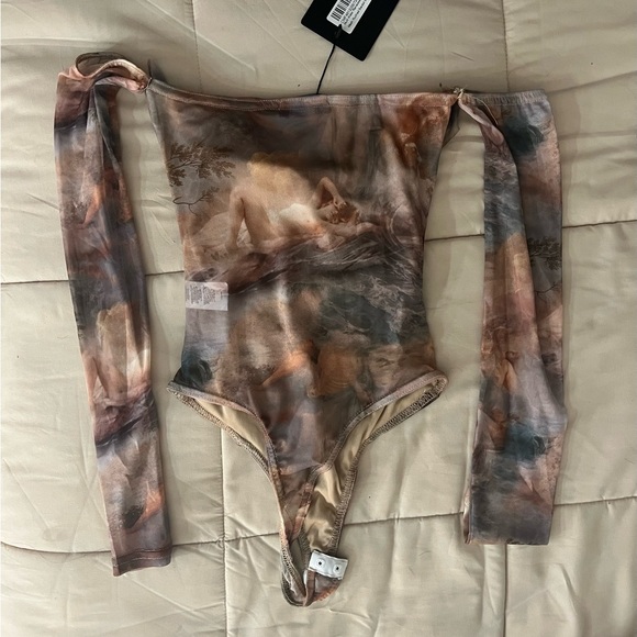 Mesh Ruched Bardot Bodysuit - Picture 6 of 6